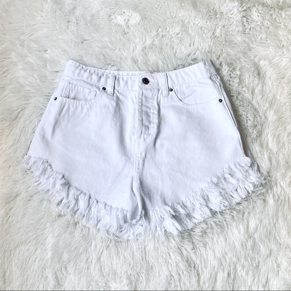 wild fable Pants - Wild Fable White High-Rise Cutoff Denim Shorts, 4